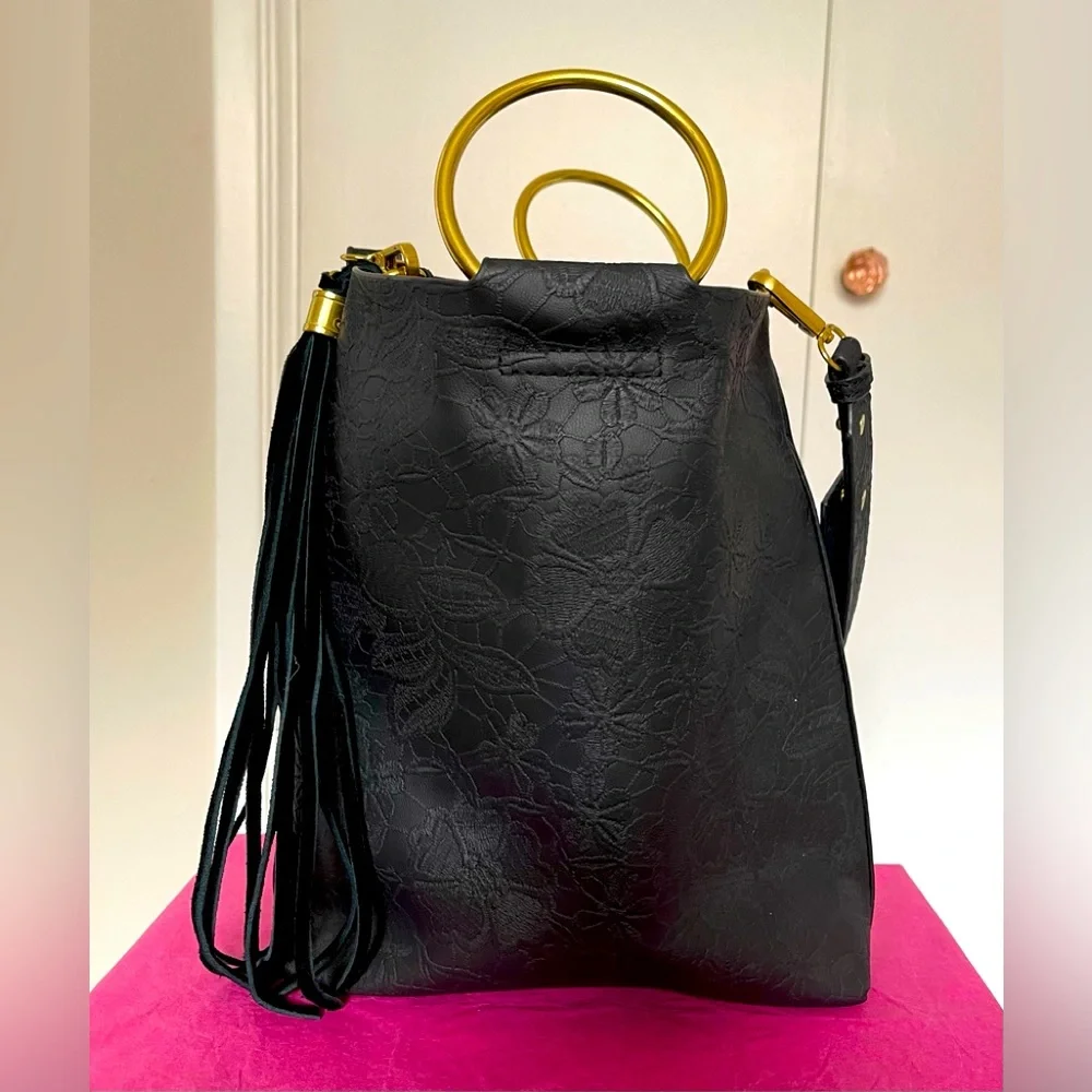 NWOT Anthropology Black Bucket Purse - Picture 3 of 8